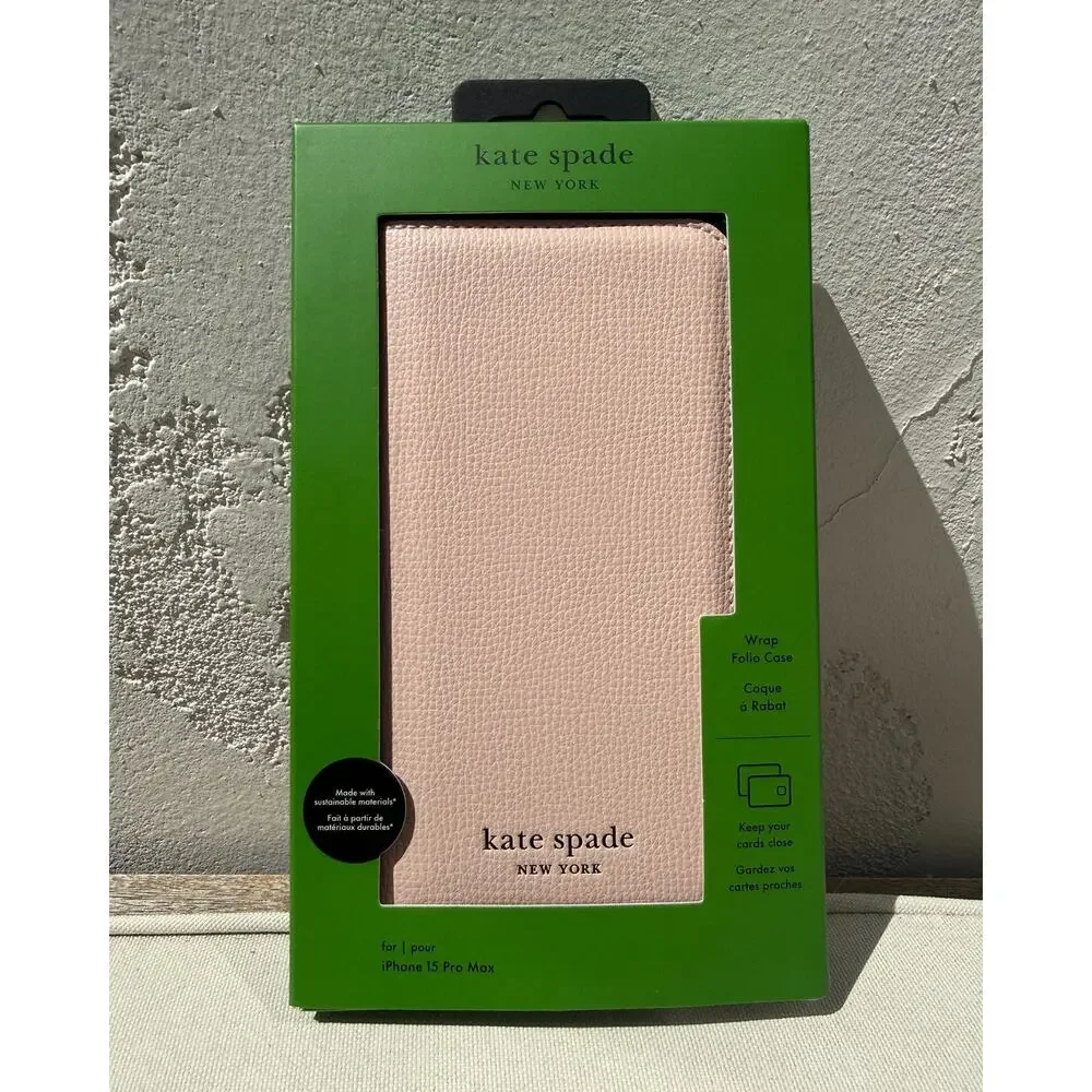 Kate Spade Iphone 15 Pro Max Wrap Folio Case Pale Vellum